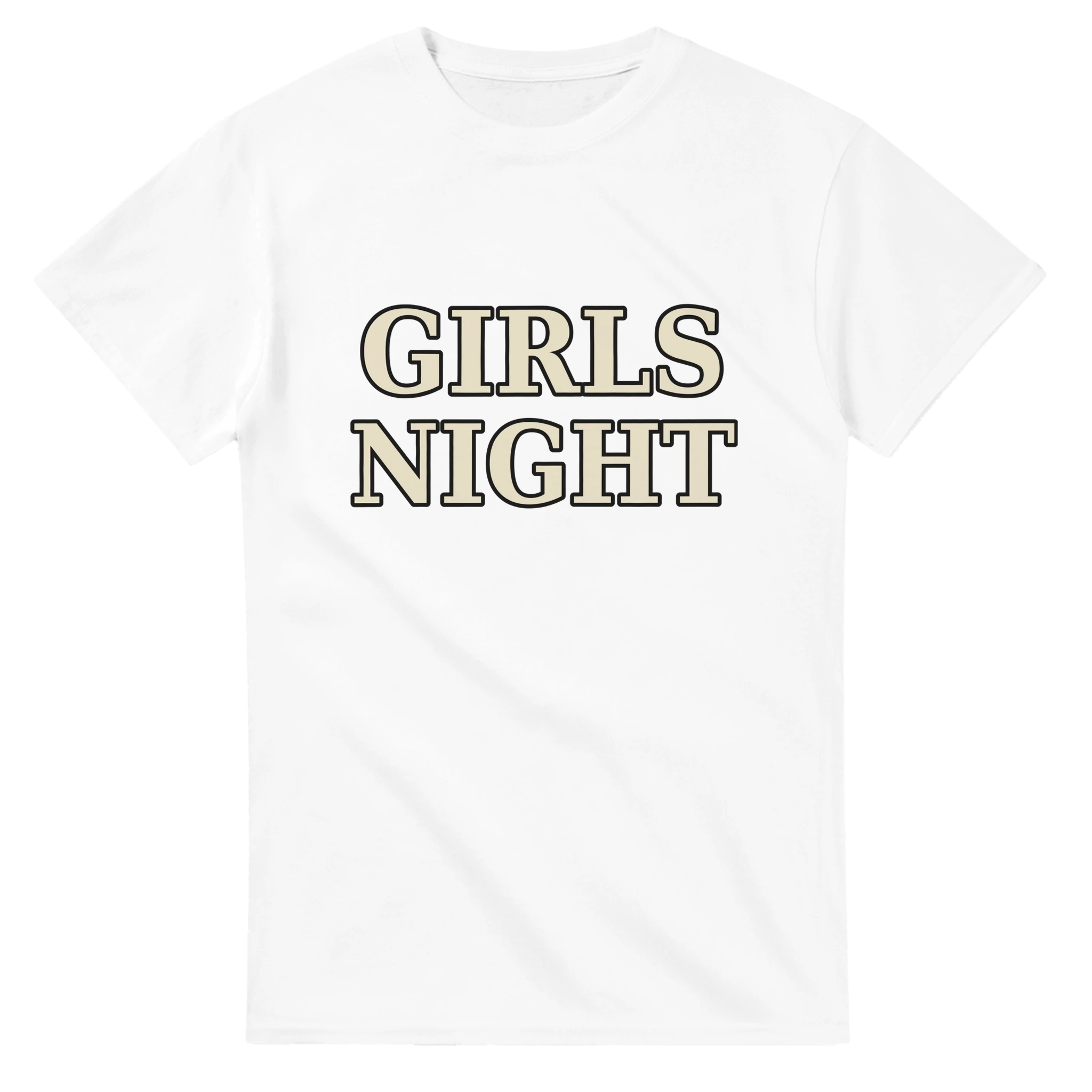 White Girls Night crewneck t-shirt with cream varsity lettering
