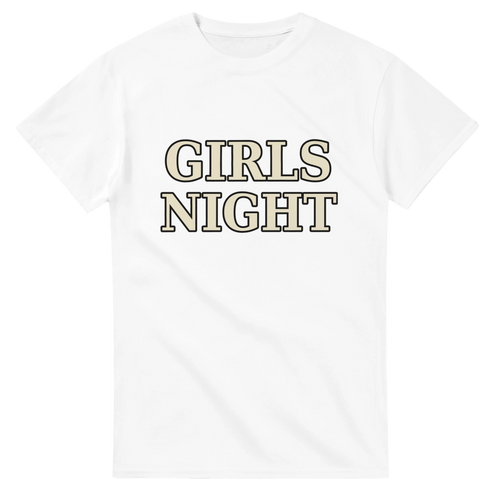 White Girls Night crewneck t-shirt with cream varsity lettering